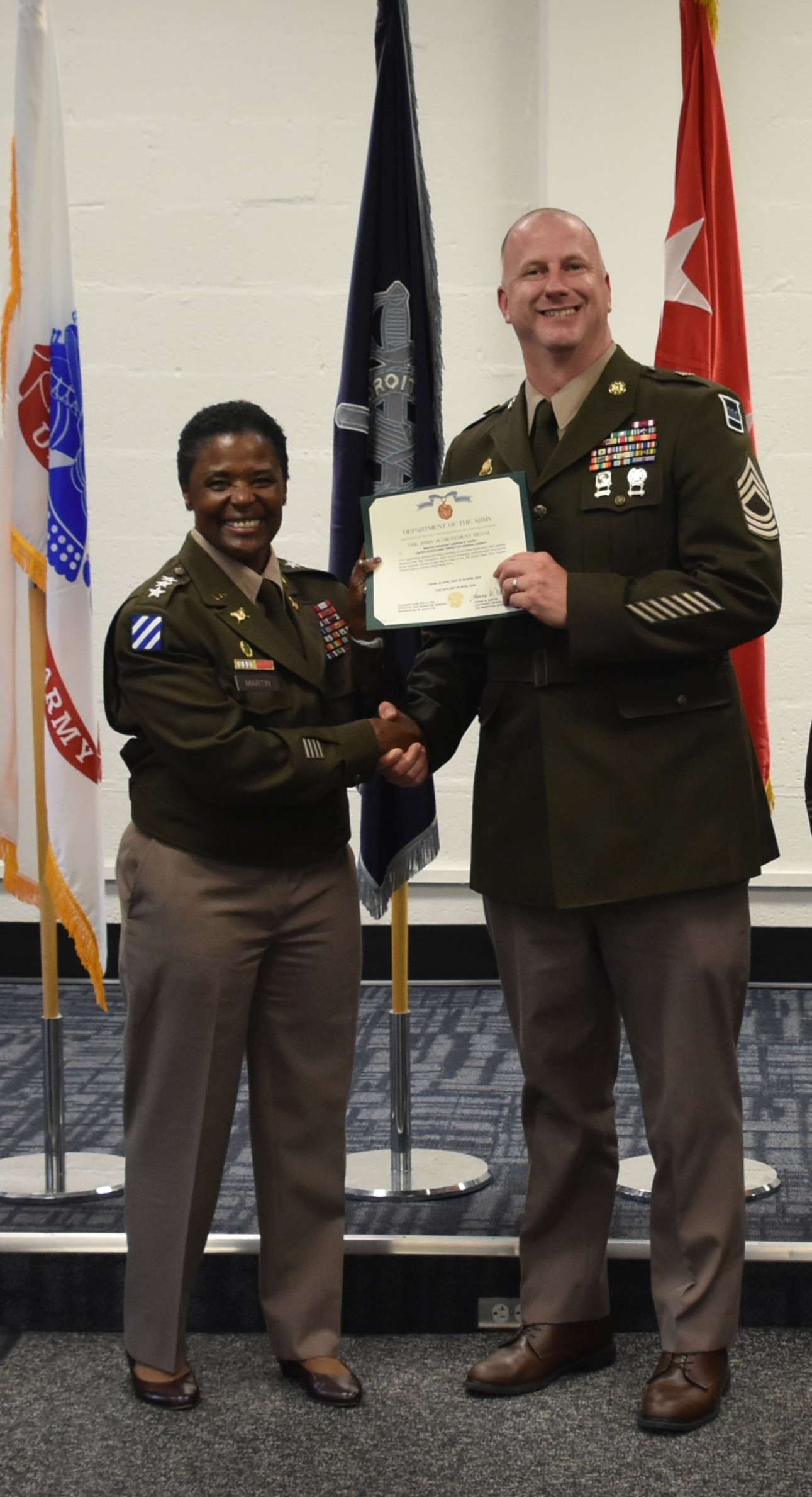 Andrew Gurry receiving recognition as a finalist in the 2024 Department of the Army Inspector General of the Year competition.
